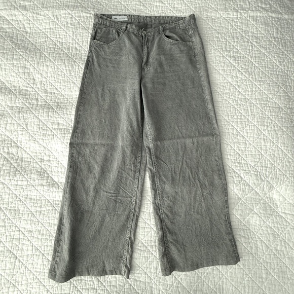 Zara Denim - Zara Gray Flare Wide Leg Jeans High-Waisted